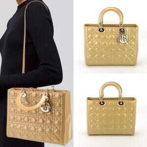 💎✨BEAUTIFUL✨💎Authentic Christian Lady Dior Large Patent Leather Shoulder bag